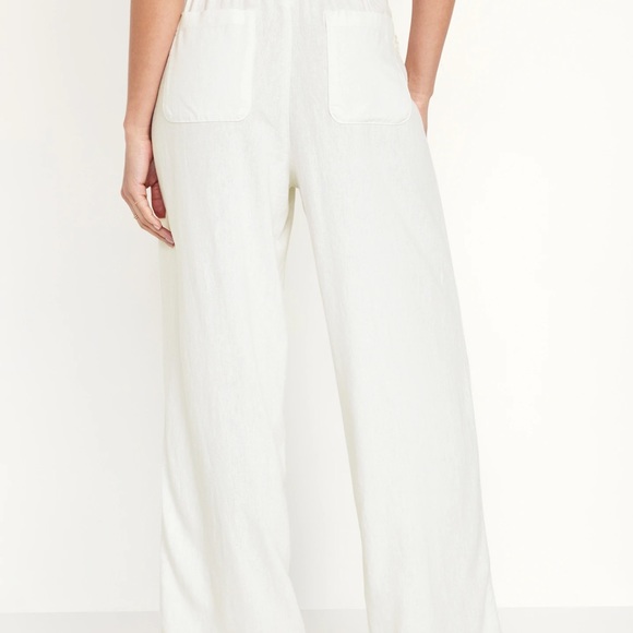 NWT OLD NAVY High-Waisted Linen-Blend Wide-Leg Pants Color: White Lili… - Picture 2 of 7